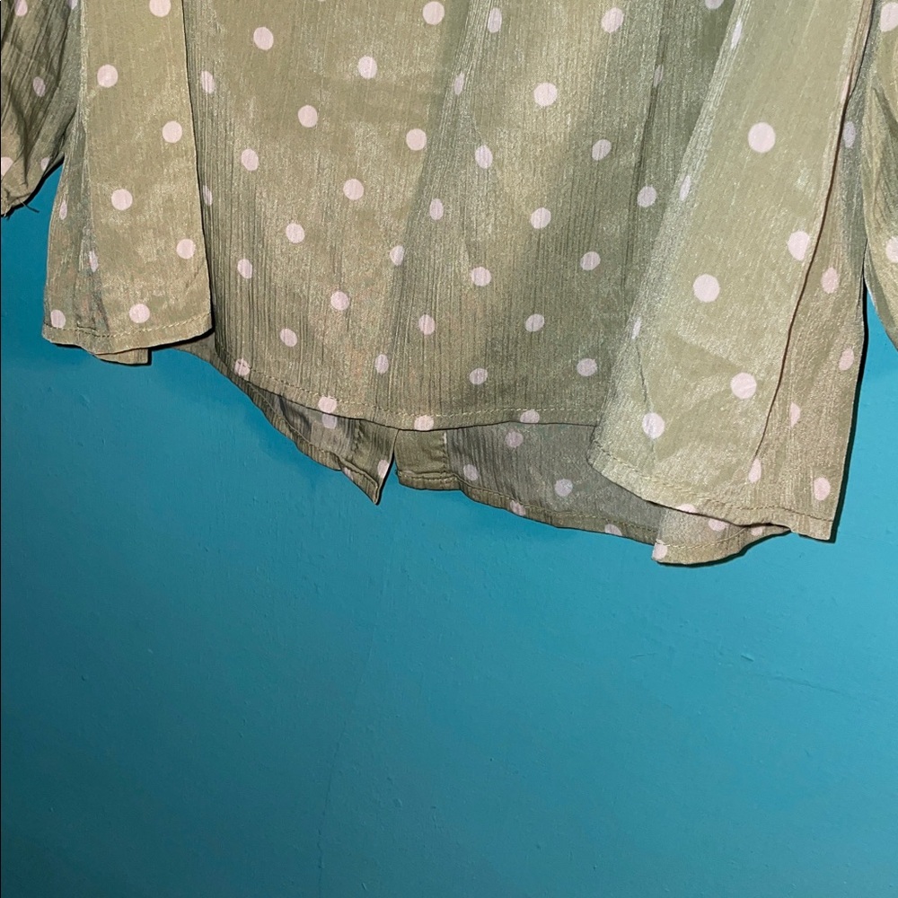 Suzanne Betro Olive Blouse with White Dots - Picture 14 of 16
